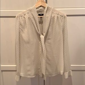 Jacob Cream Polkadot Tie Blouse M
